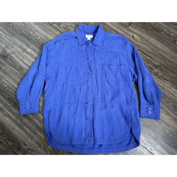 Maeve Anthropologie button down purple oversized top Size M - Picture 1 of 7